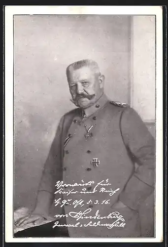 AK General-Feldmarschall von Hindenburg, Faksimile