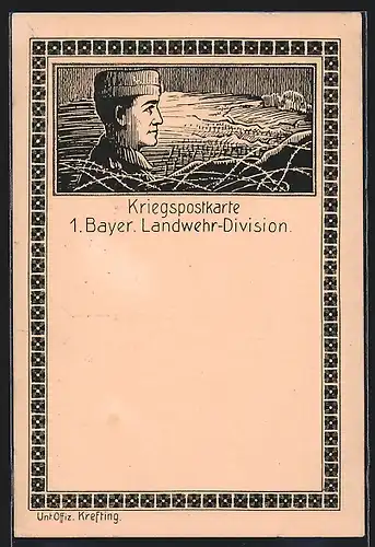 AK Kriegspostkarte der 1. Bayer. Landwehr-Division