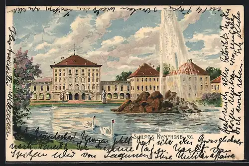 Lithographie München, Schloss Nymphenburg