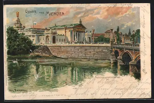Lithographie München, Maschinen-Ausstellung 1898, Teilansicht