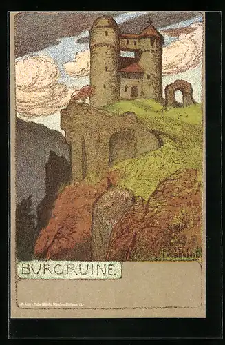 Künstler-AK Ernst Liebermann: Burgruine