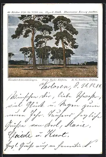 Künstler-AK Franz Xaver Hoch: Landschaftsidylle mit Laubbäumen