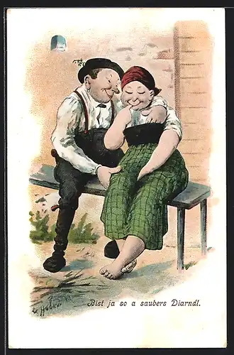 Künstler-AK O. Huber: Bist ja so a saubers Diarndl