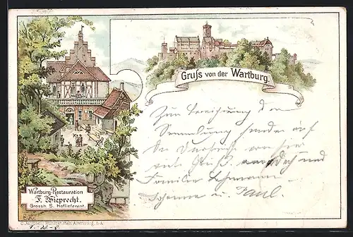 Lithographie Wartburg, Restauration F. Wieprecht