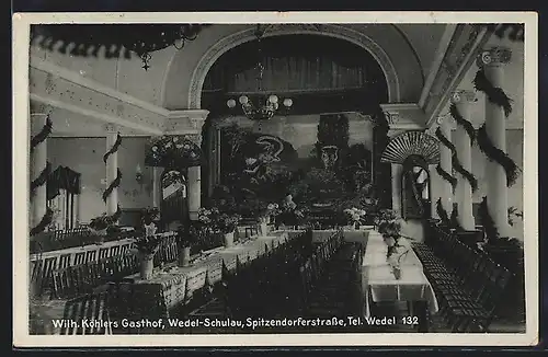 AK Wedel-Schulau, Wilh. Köhlers Gasthof, Innenansicht, Spitzendorferstrasse