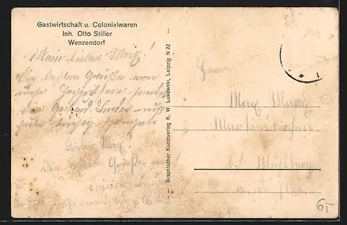 AK Wenzendorf, Strassenpartie im Ort mit Gasthaus Otto Stiller