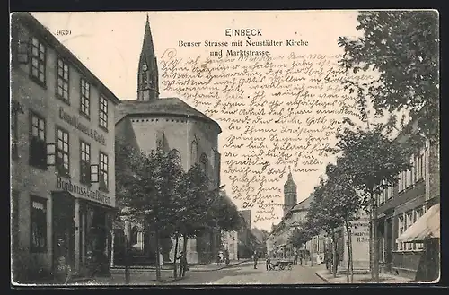 AK Einbeck, Benser-Strasse mit Neustädter Kirche und Marktstrasse