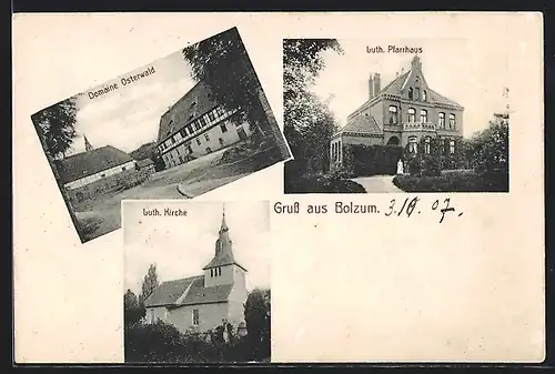 AK Bolzum, Luth. Kirche, Pfarrhaus und Domaine Osterwald