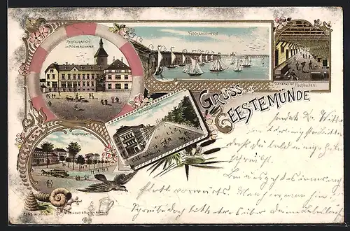 Lithographie Geestemünde, Restaurant im Fischereihafen, Borriesstrasse