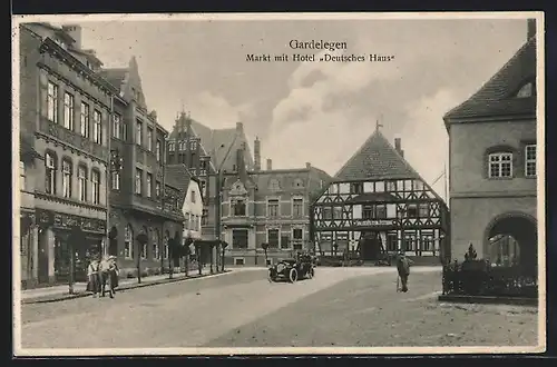 AK Gardelegen, Markt mit Hotel Deutsches Haus