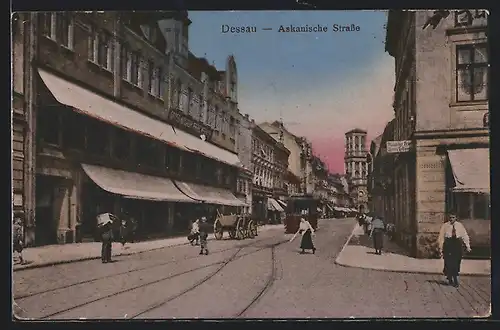 AK Dessau, Blick in die Askanische-Strasse