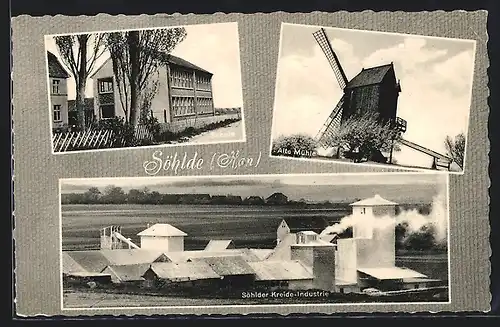 AK Söhlde / Hann., alte Mühle, Kreide-Industrie, Schule