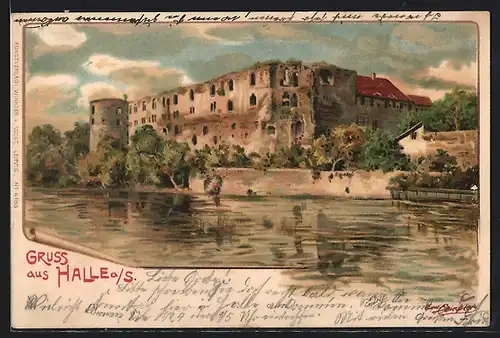 Künstler-AK Erwin Spindler: Halle /Saale, Darstellung der Moritzburg