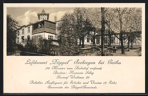 AK Seebergen / Gotha, Gasthaus Düppel mit Gartenterrasse