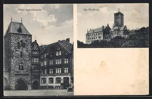 AK Eisenach, Hotel Reichskanzler, Karlsplatz am Nikolaitor, Inh. Hermann Wurmehl, Wartburg