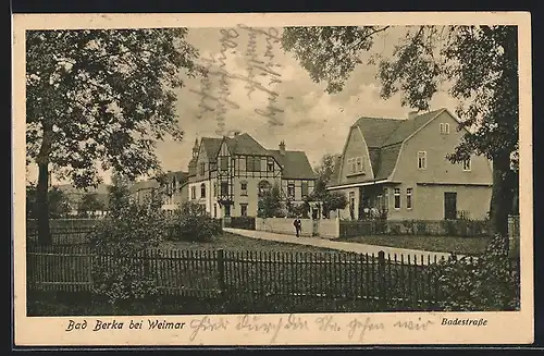 AK Bad Berka bei Weimar, Blick auf die Badestrasse