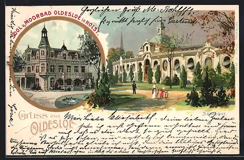Lithographie Oldesloe, Neues Logierhaus und Badehaus