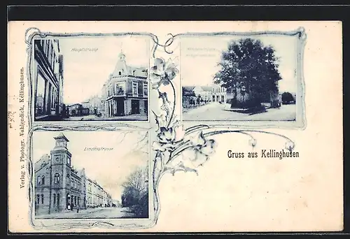 AK Kellinghusen, Lindenstrasse, Hauptstrasse, Kirchenstrasse mit Kriegerdenkmal