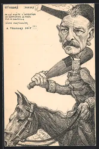 Künstler-AK Charles Denizard (Orens): Offizier zu Pferd mit geschulterter Keule