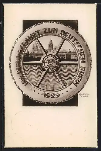 AK Mainz, Mainzer Automobil-Club, Huldigungsfahrt zum Deutschen Rhein 1929