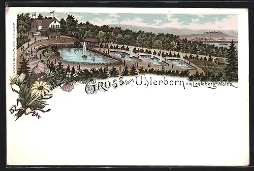 Lithographie Mainz, Gasthaus Uhlerborn am Leniaberg