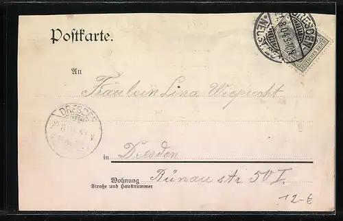 Lithographie Dresden, Flagge vom Unterstützungs- und Geselligkeits-Verein Deutsch-Oesterreicher Dresden, gegr. 1886