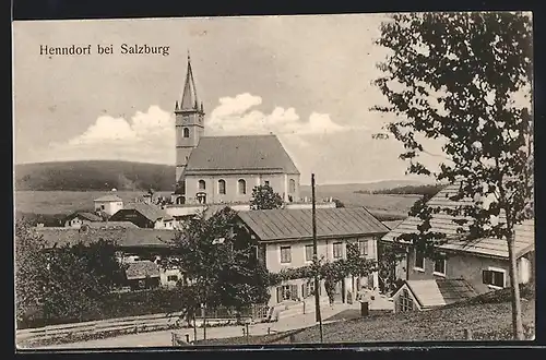 AK Henndorf bei Salzburg, Teilansicht mit Kirche