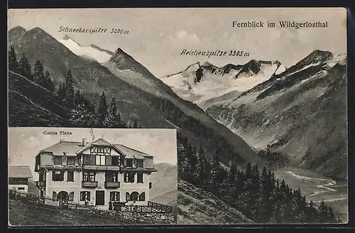 AK Krimml, Gasthaus Waltl Gerlosplatte, Fernblick ins Tal