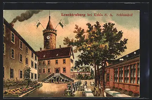 Lithographie Kahla, Schlosshof von Schloss Leuchtenberg