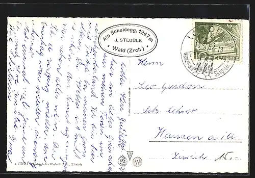 AK Wald, Gast- und Kurhaus Alp Scheidegg, Ortsansicht mit Gipfelpanorama