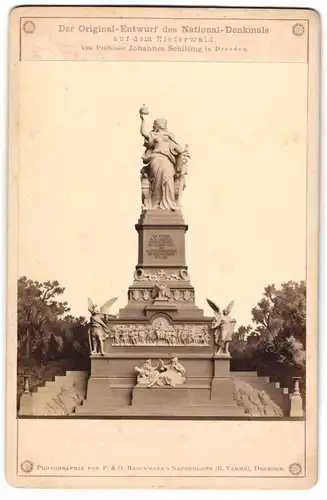 Fotografie F. & O. Brockmann Nachf., Dresden, Ansicht Rüdesheim, Blick auf das Niederwald Denkmal, Nation-Denkmal