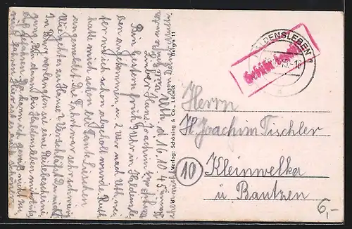 AK Burg, Markt mit Geschäften