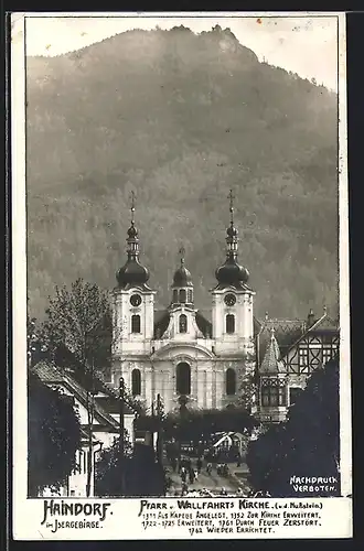 AK Haindorf /Isergebirge, Pfarr und Wallfahrts-Kirche