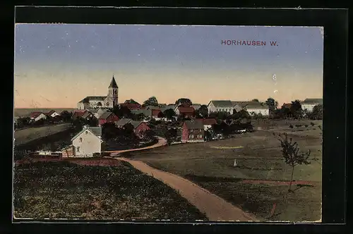 AK Horhausen /Westerwald, Ortsansicht mit Kirche