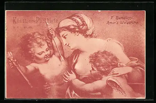 Künstler-AK sign. F. Rartalozzi: Amors Weigerung