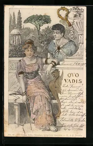 Künstler-AK sign. G. G. Bruno: Junges Paar im Park