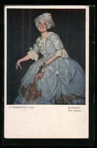 Künstler-AK sign. E. Barakovich: Dame beim Maskenball