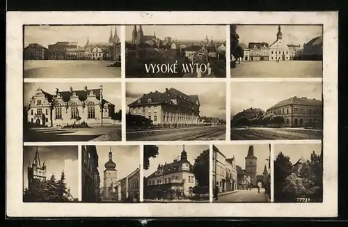 AK Vysoké Mýto, Strassenpartie, Schule, Stadtplatz