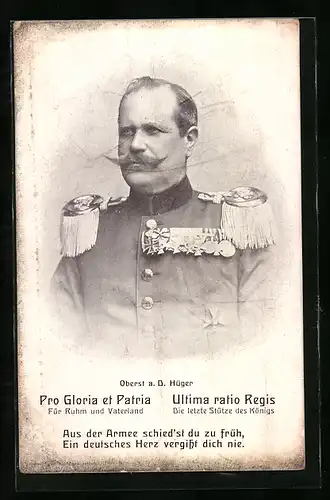AK Heerführer Oberst a. D. Hüger in Uniform mit Orden