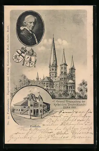 AK Bonn, 47. General-Versammlung der Katholiken Deutschlands 1900, Papst Leo XIII., Festhalle