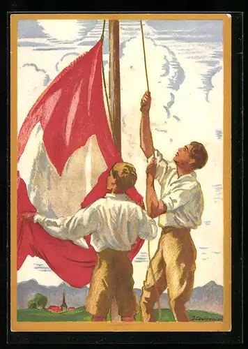 Künstler-AK J. Courvoisier: Schweizer Bundesfeier 1929