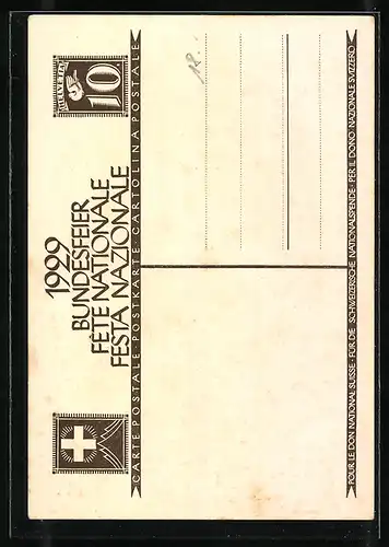 Künstler-AK J. Courvoisier: Schweizer Bundesfeier 1929