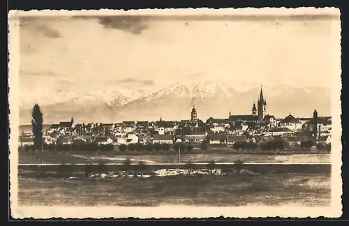 AK Sibiu-Hermannstadt, Gesamtansicht mit Bergpanorama