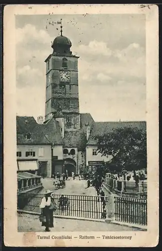 AK Hermannstadt-Nagyszeben, Blick auf den Ratturm