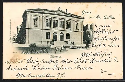 AK St. Gallen, Brunnen am Museum