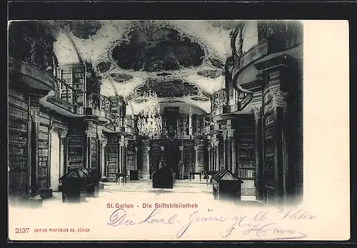 AK St. Gallen, Blick in die Stiftsbibliothek