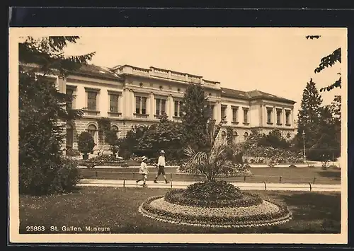 AK St. Gallen, Gartenpartie vor dem Museum