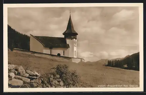AK Frauenkirch /Davos, Ansicht der Kirche