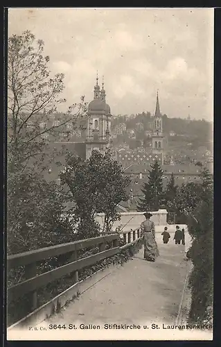 AK St. Gallen, Stiftskirche u. St. Laurenzenkirche