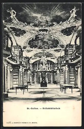 AK St. Gallen, Stiftsbibliothek, Innenansicht